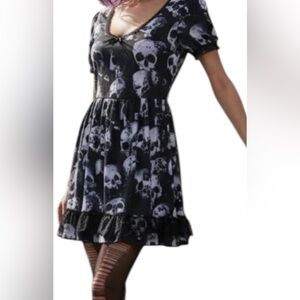 Dolls Kill Widow WAYWARD SKULLS BABYDOLL DRESS NWT XXS RARE